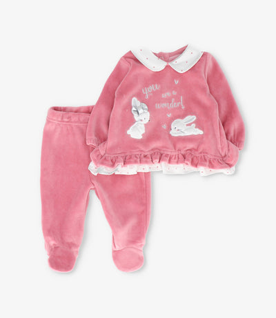 Conjunto recién nacida con conejos 0 meses / Coral