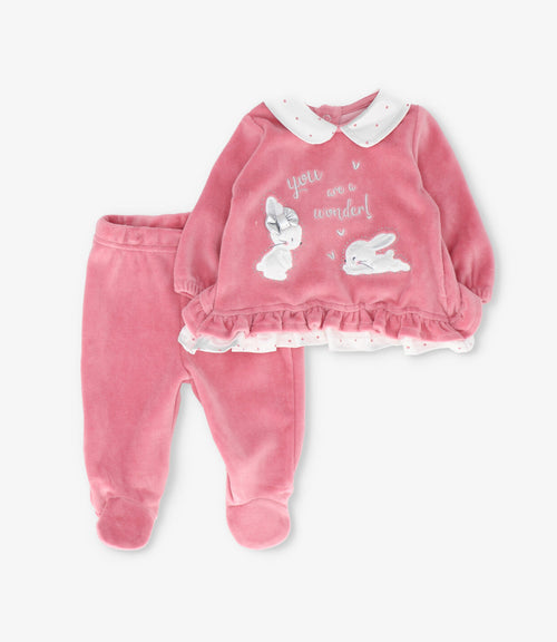 Conjunto recién nacida con conejos 0 meses / Coral