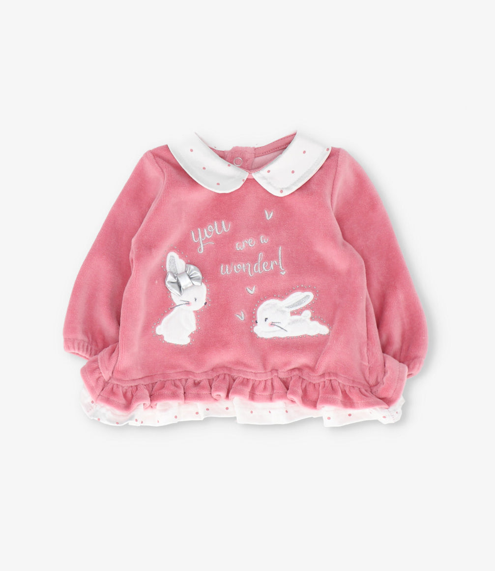 Conjunto recién nacida con conejos 0 meses / Coral