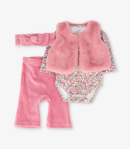 Conjunto recién nacida 4 piezas 0 meses / Coral