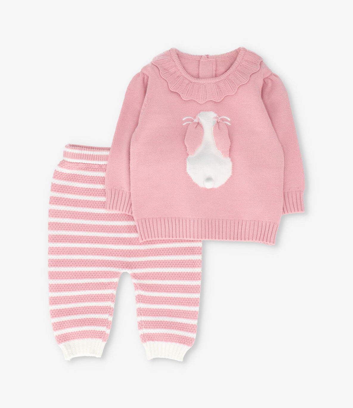 Conjunto recién nacida tejido con conejo 0 meses / Rosado