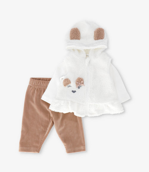 Conjunto recién nacida 3 piezas 0 meses / Crudo