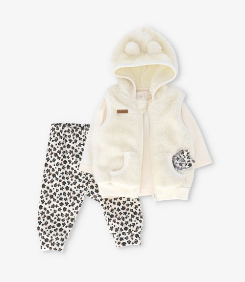Conjunto recien nacida animal print 0 meses / Crudo
