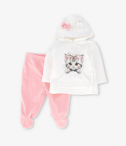 Conjunto recien nacida con gatito 0 meses / Rosado
