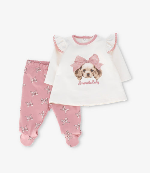 Conjunto recién nacida con perro 0 meses / Palo Rosa