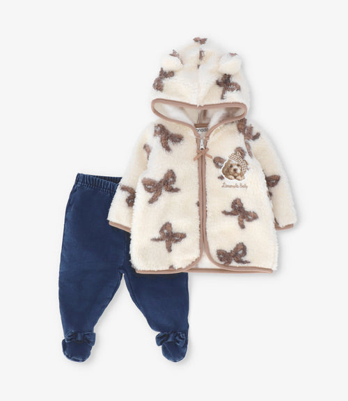 Conjunto recién nacida con lazos 0 meses / Beige