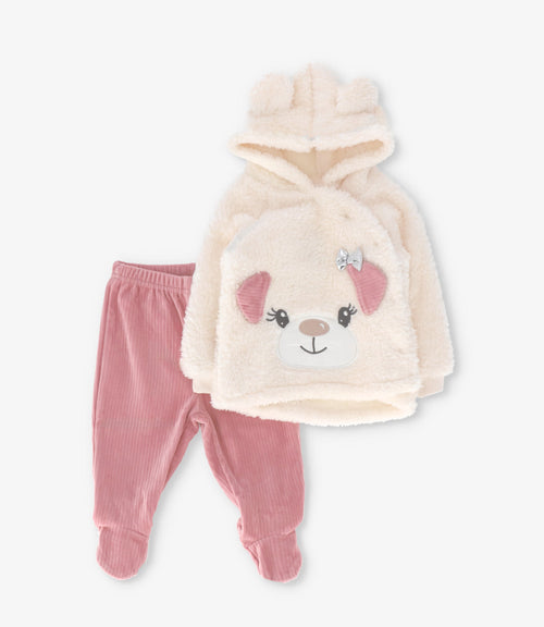 Conjunto recién nacida con perro 0 meses / Palo Rosa