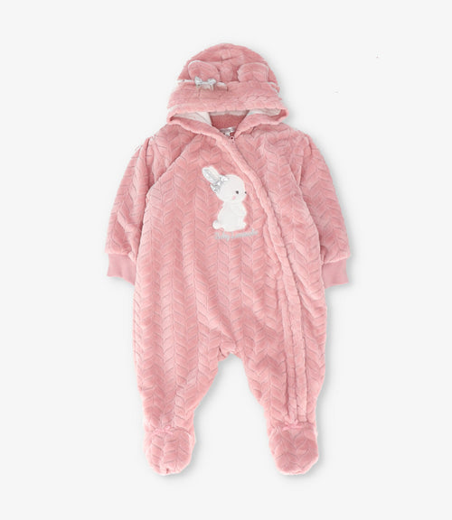 Saquito recién nacida trenzado con conejo 0 meses / Rosado