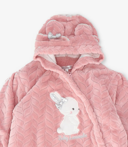 Saquito recién nacida trenzado con conejo 0 meses / Rosado