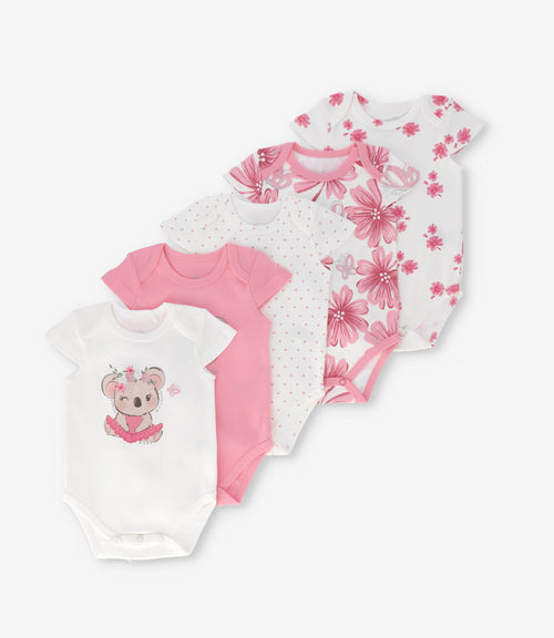 Pack body recién nacida 5 unidades 0 meses / Rosado