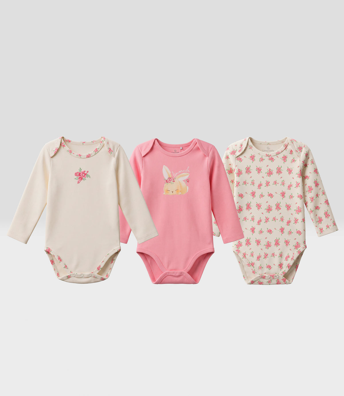 Pack body recién nacida 3 unidades 0 meses / Coral