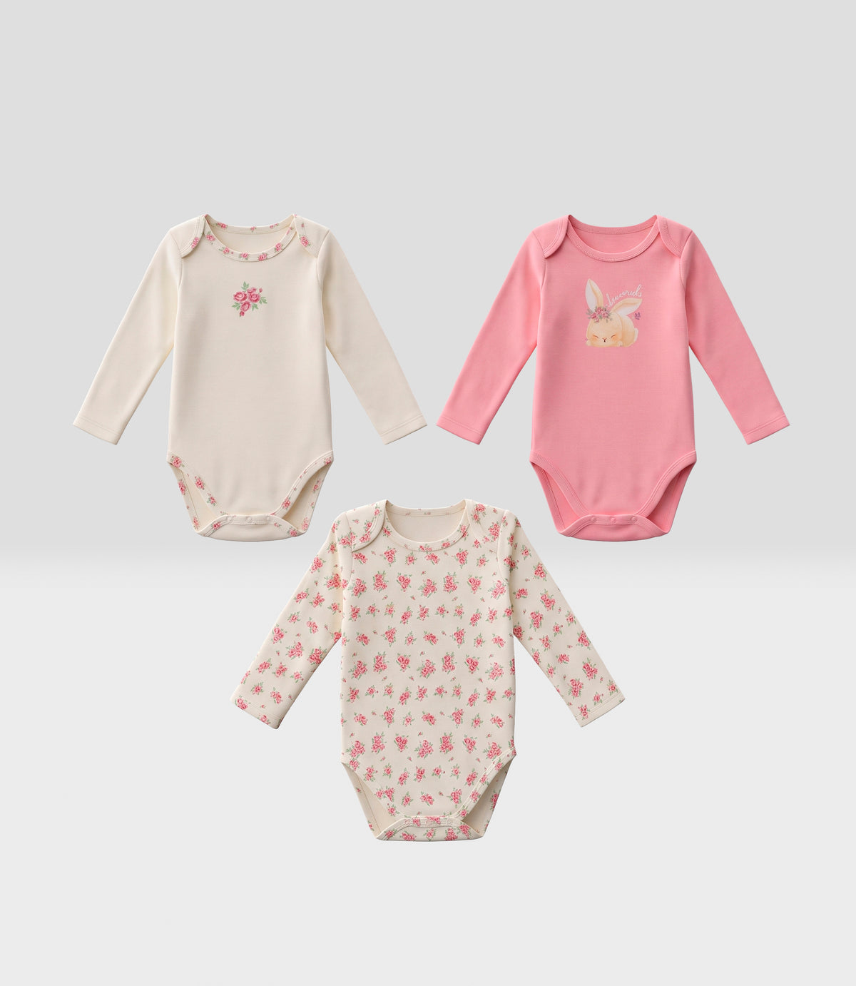 Pack body recién nacida 3 unidades 0 meses / Coral
