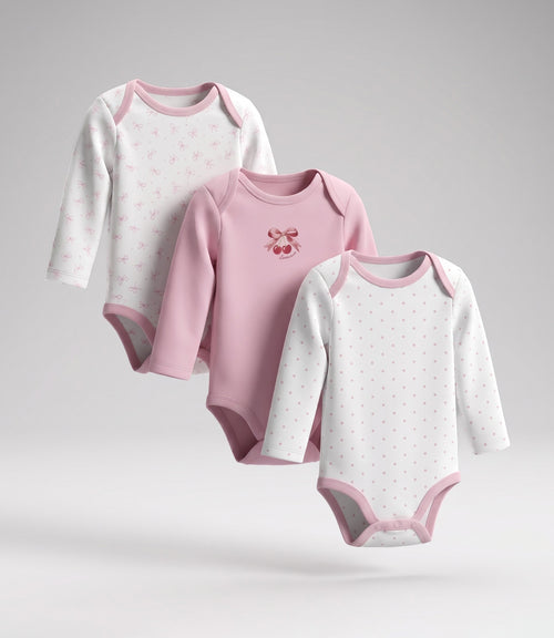 Pack body recién nacida 3 unidades 0 meses / Rosado
