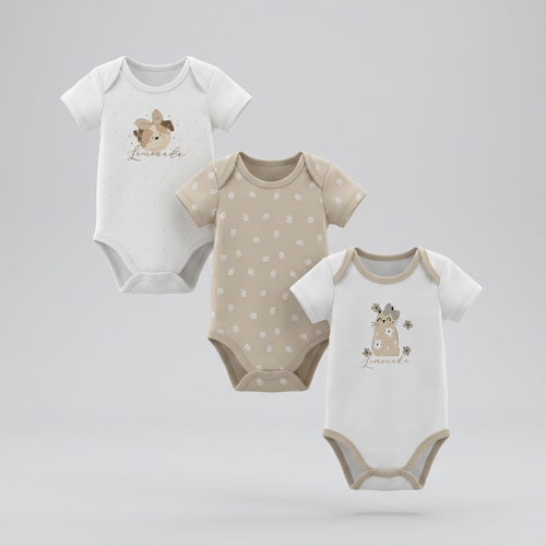 Pack body recién nacida 3 unidades 0 meses / Beige