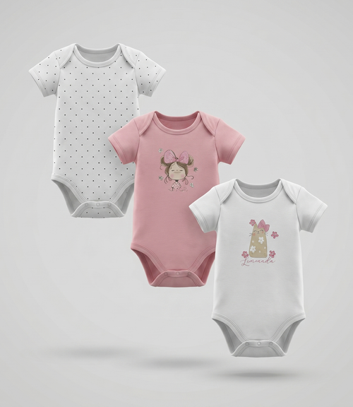 Pack body recién nacida 5 unidades 0 meses / Coral