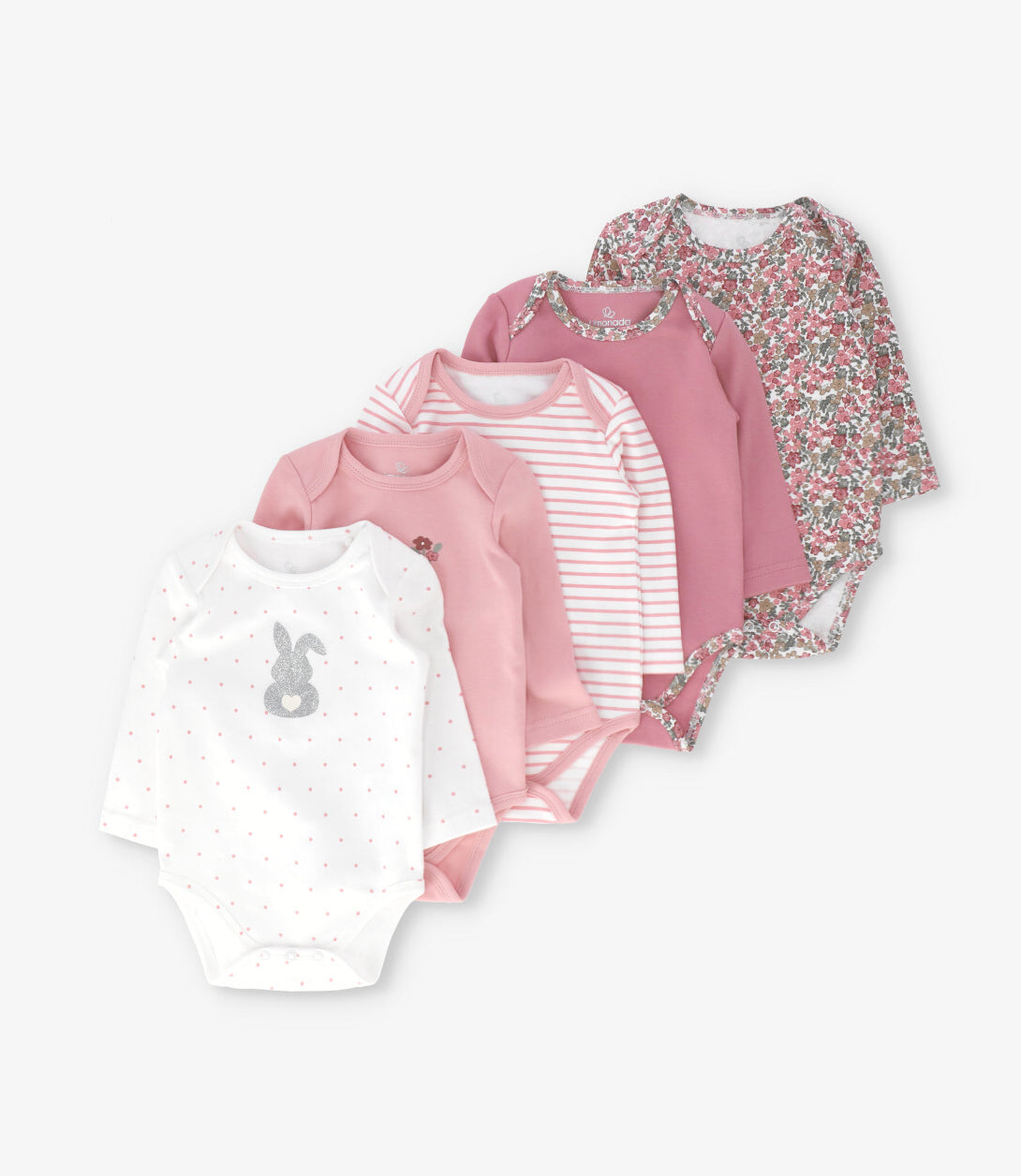 Pack body recién nacida 5 unidades 0 meses / Coral