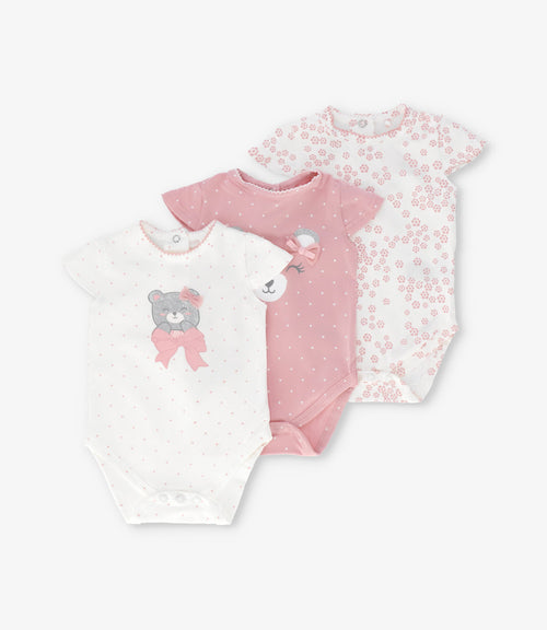 Pack body recién nacida con ositos 0 meses / Rosado