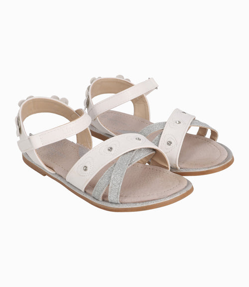 Sandalia Niña Con Flores 27 / Blanco