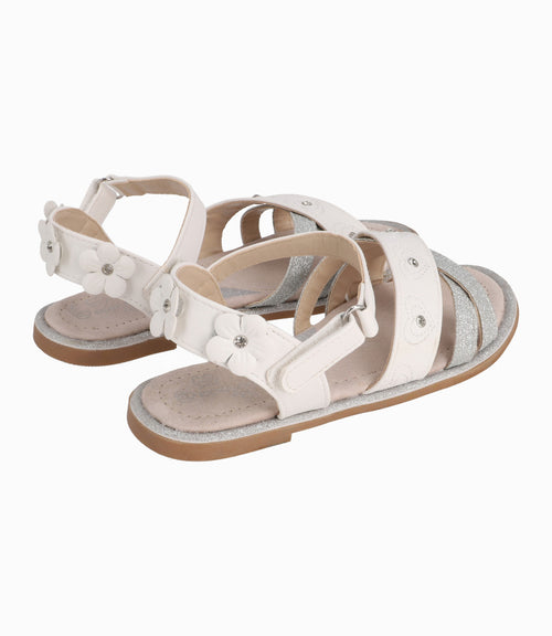 Sandalia Niña Con Flores 27 / Blanco