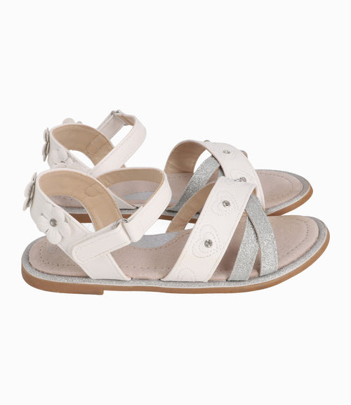 Sandalia Niña Con Flores 27 / Blanco