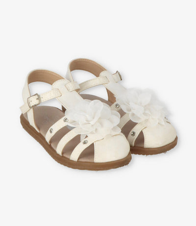 Sandalia niña con flor 27 / Blanco