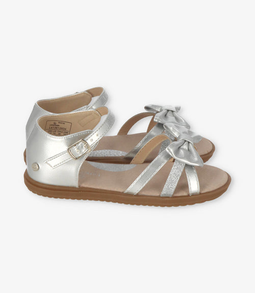 Sandalia niña con lazo 27 / Plateado