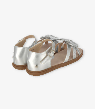 Sandalia niña con lazo 27 / Plateado