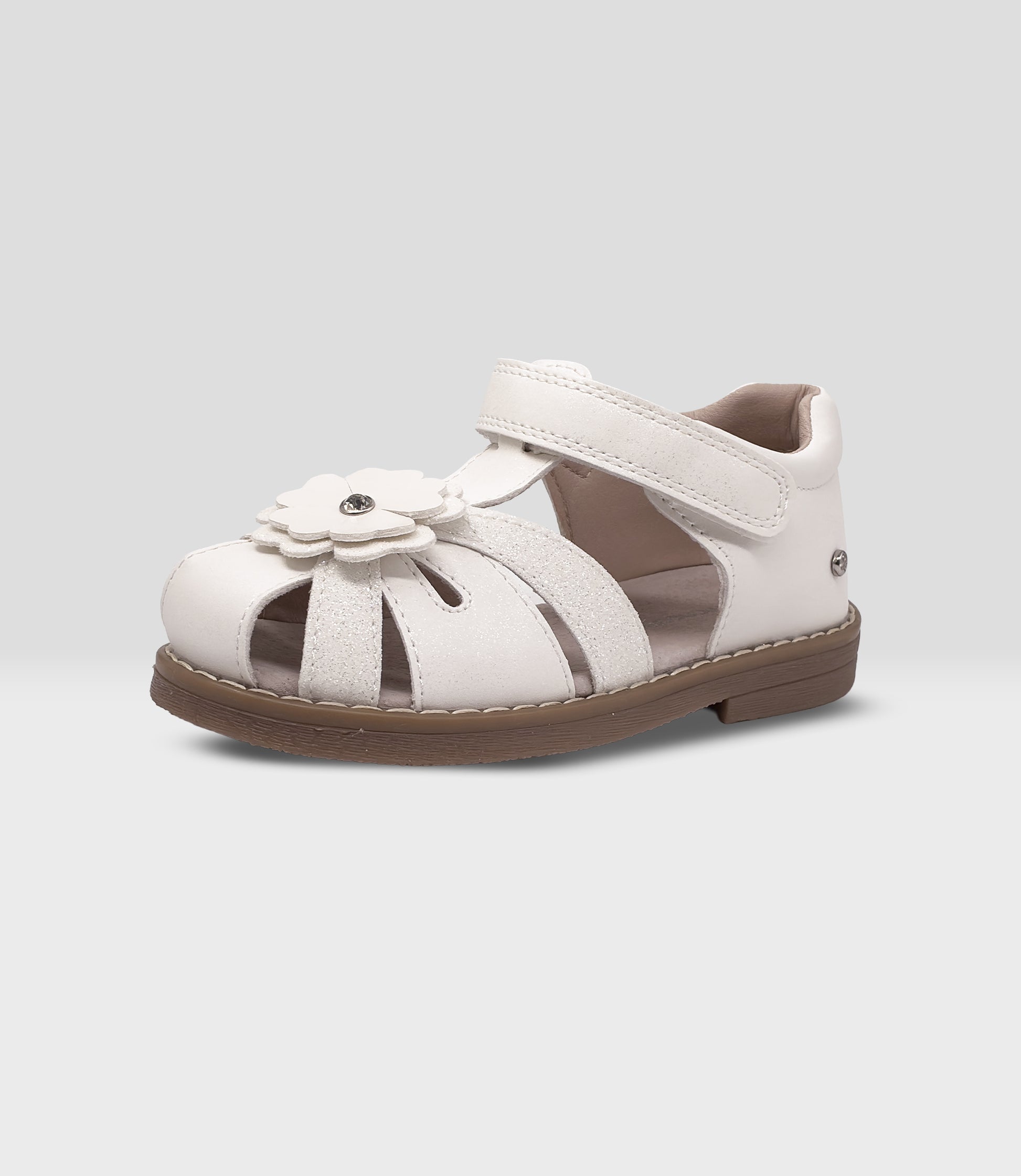 Sandalia niña con flor 27 / Crudo