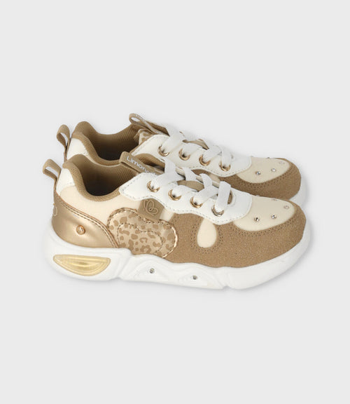 Zapatilla niña con luces 27 / Beige