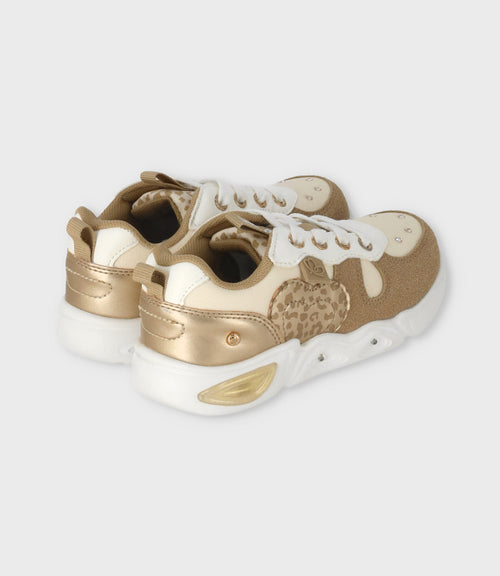 Zapatilla niña con luces 27 / Beige