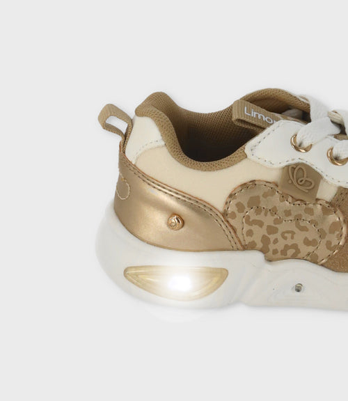 Zapatilla niña con luces 27 / Beige