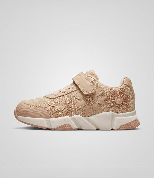 Zapatilla niña con flores 27 / Beige