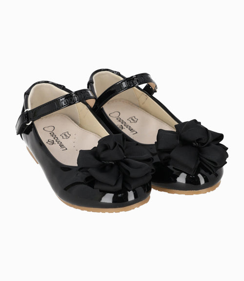 Bailarina niña aplicación de flor 27 / Negro