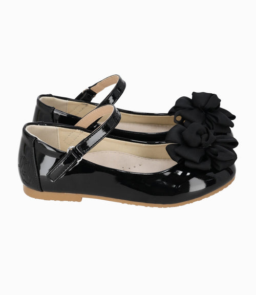 Bailarina niña aplicación de flor 27 / Negro