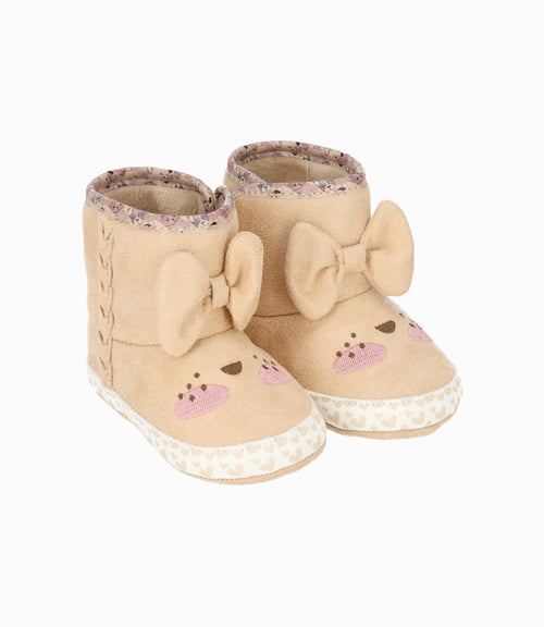 Bota recién nacida con lazo 15 / Beige