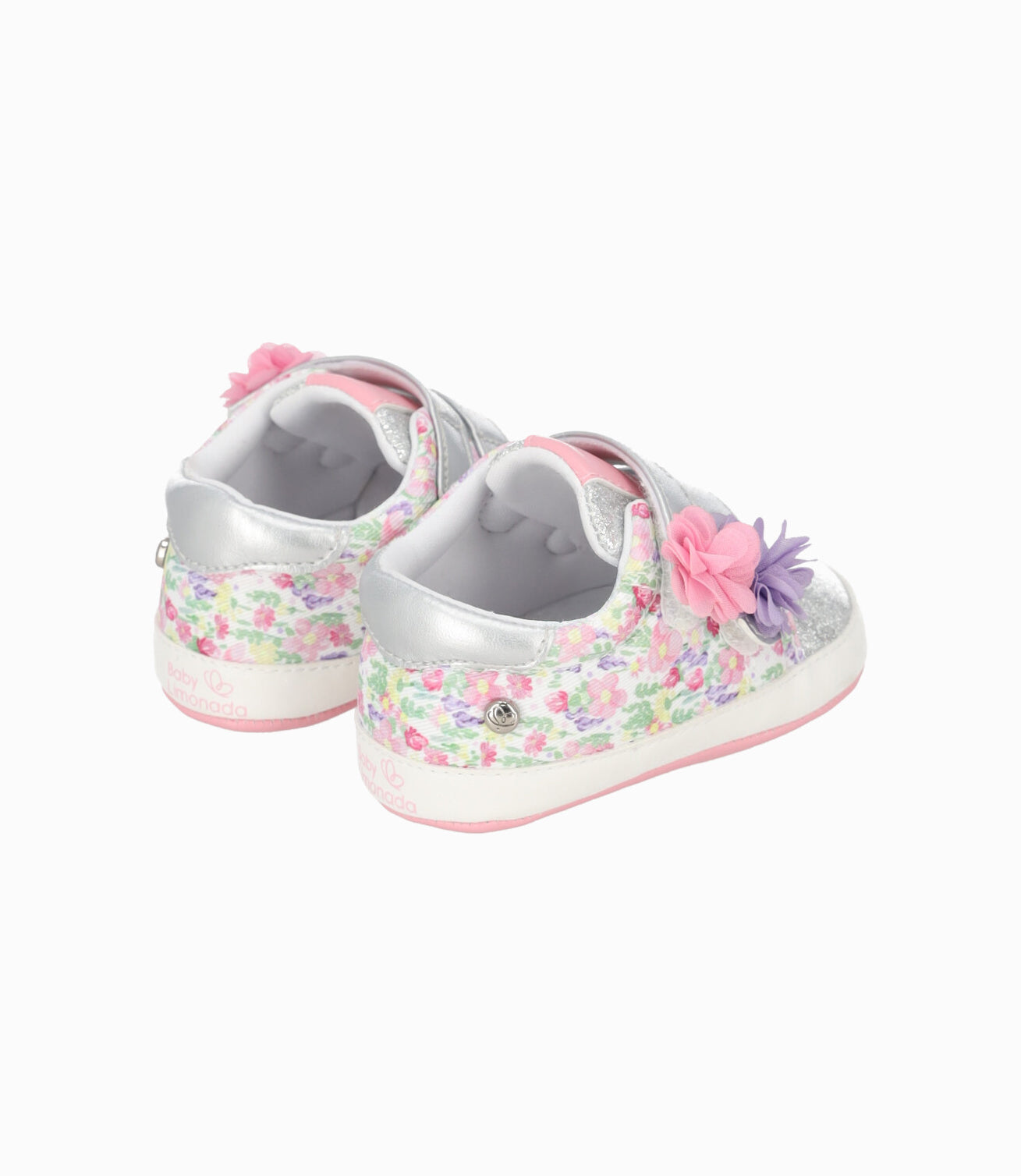 Zapatilla recién nacida con flores 15 / Rosado