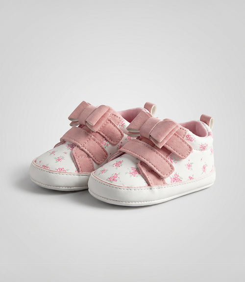 Zapatilla recién nacida floreada 15 / Rosado