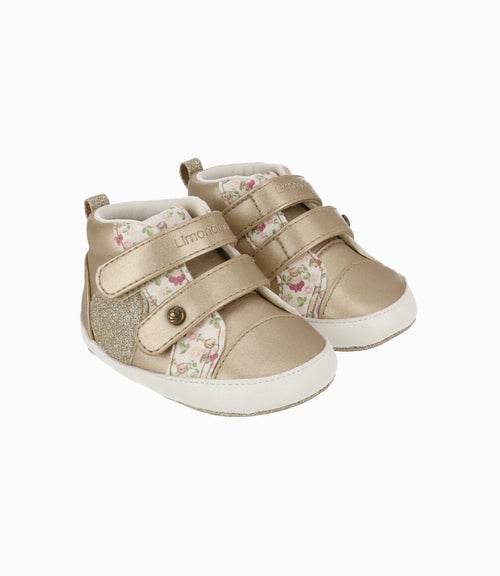 Zapatilla Recién Nacida Con Brillos Y Flores