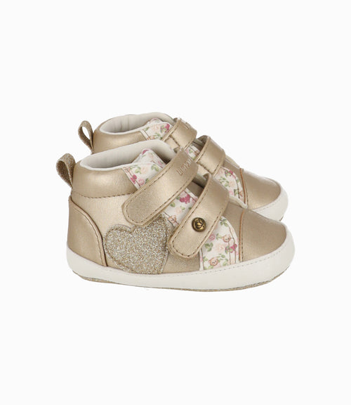 Zapatilla Recién Nacida Con Brillos Y Flores