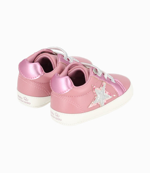 Zapatilla recién nacida con estrella 15 / Rosado