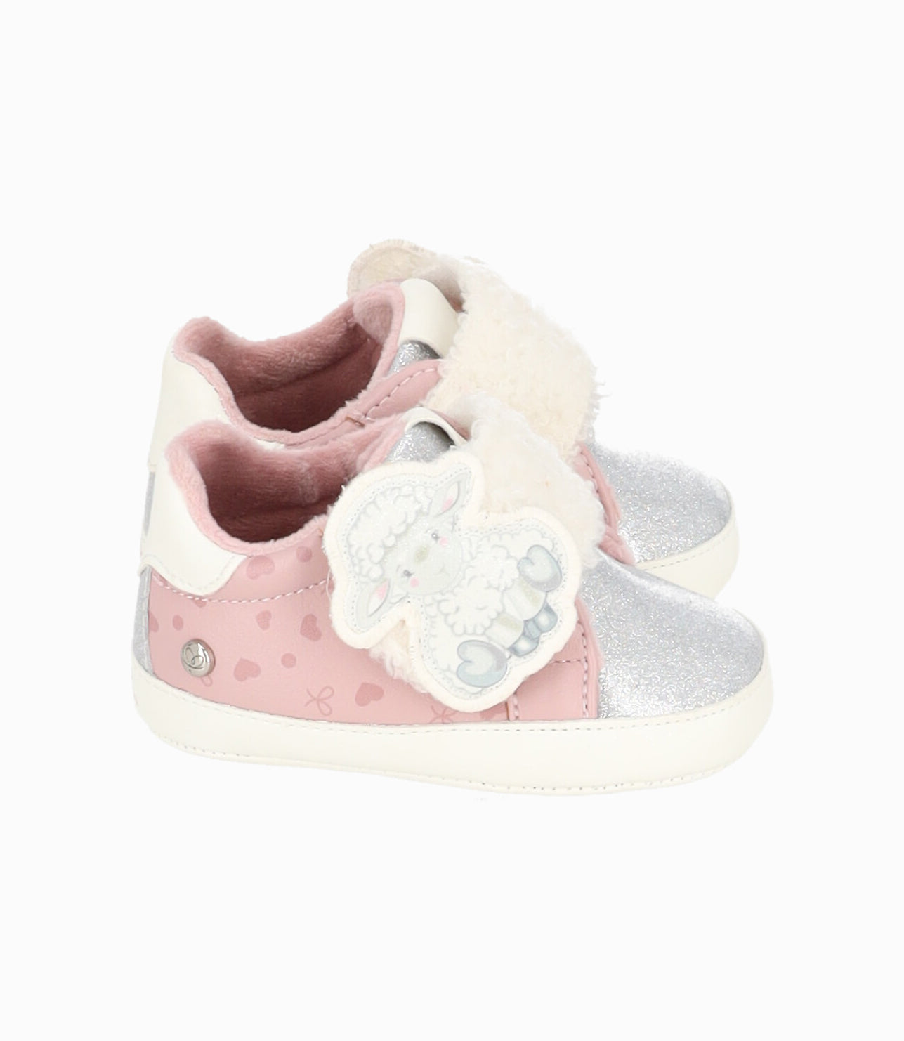 Zapatilla recién nacida con corazones 15 / Rosado