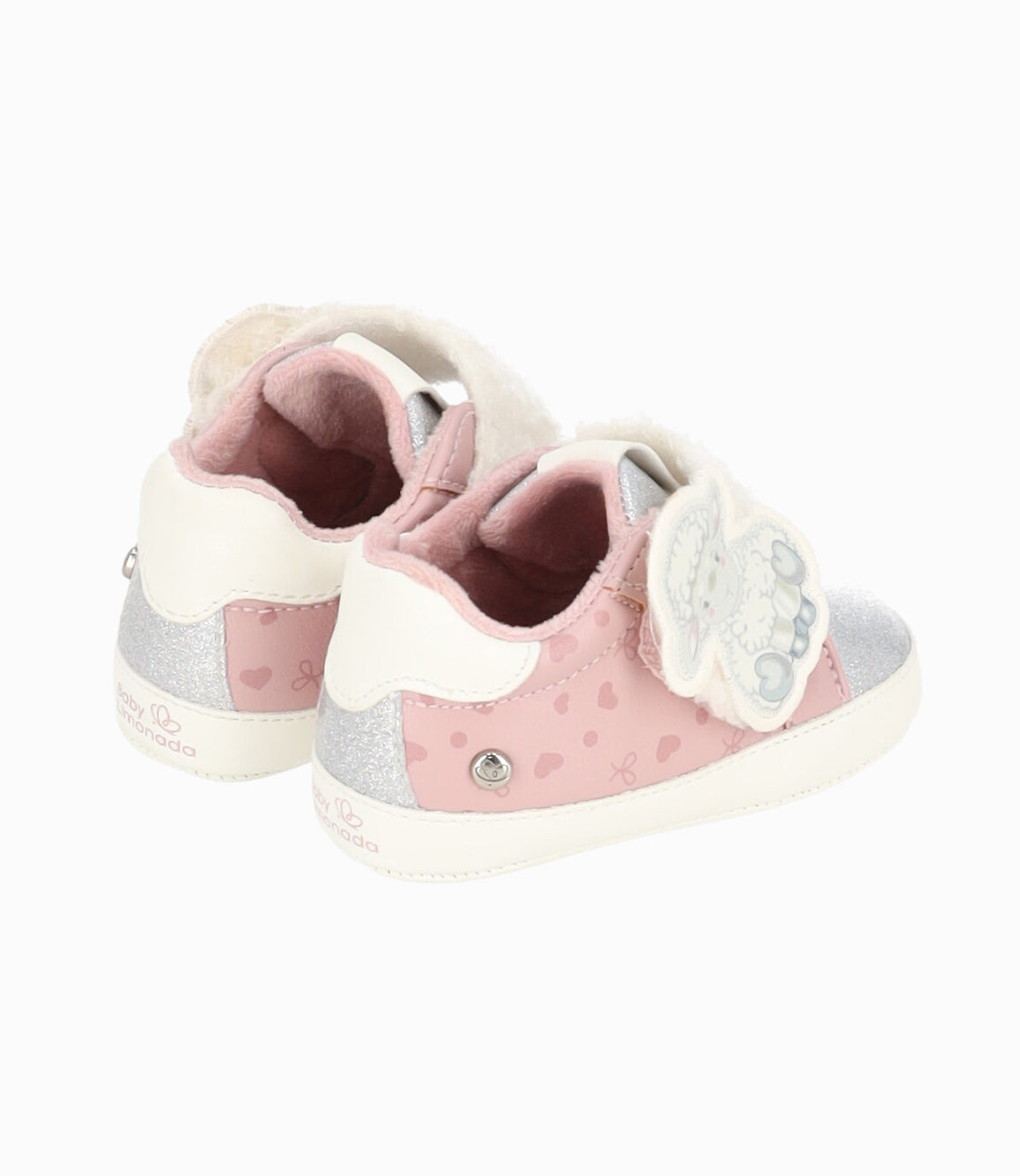 Zapatilla recién nacida con corazones 15 / Rosado