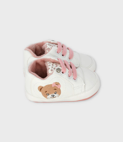 Zapatilla recién nacida con osito 15 / Blanco