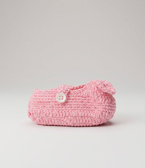 Pantufla recién nacida tejida Talla única / Rosado