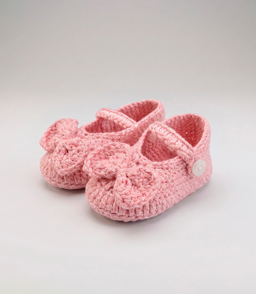 Pantufla recién nacida tejida Talla única / Rosado
