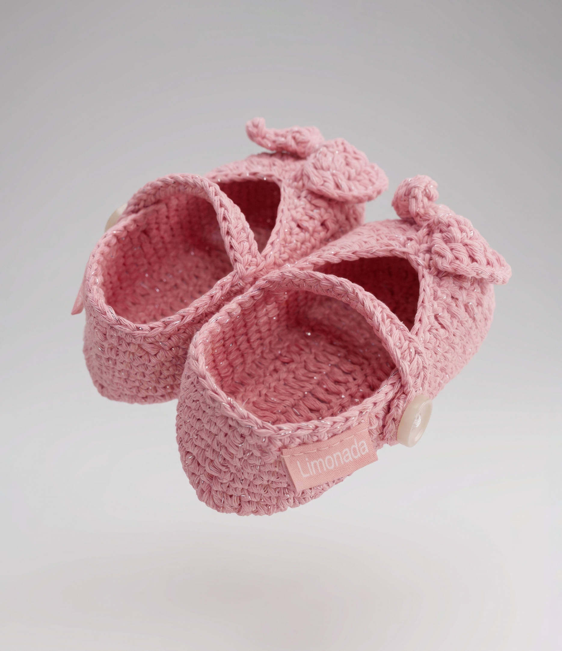 Pantufla recién nacida tejida Talla única / Rosado