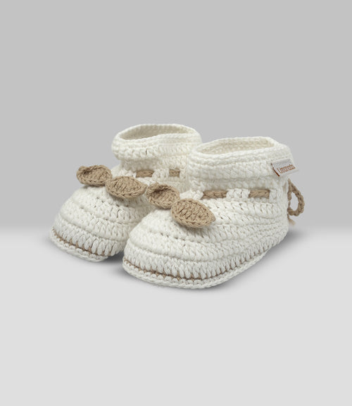 Pantuflas recién nacida tejida Talla única / Crudo