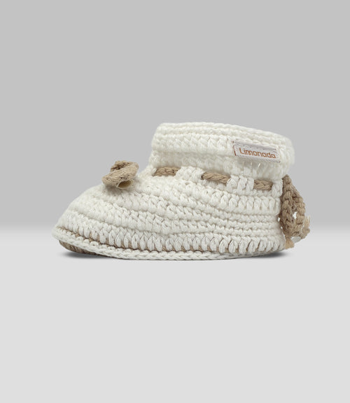 Pantuflas recién nacida tejida Talla única / Crudo
