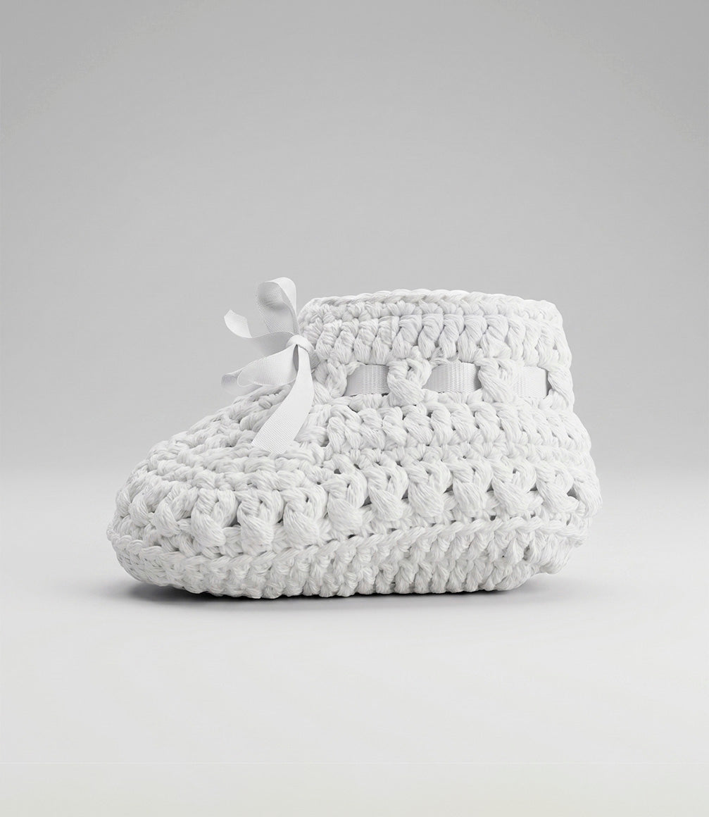 Pantuflas recién nacida tejida Talla única / Blanco