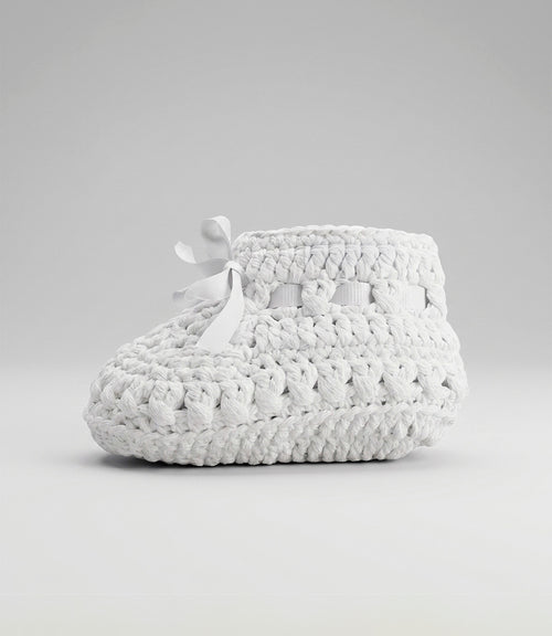 Pantuflas recién nacida tejida Talla única / Blanco